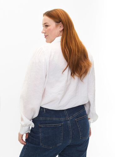 Långärmad skjorta i TENCEL™ Modal, Bright White, Model image number 1