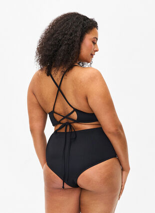 Bikinitopp med avtagbara pads och knytband i ryggen, Black, Model image number 1