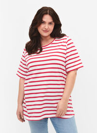 Randig t-shirt i bomull, Bright Rose Stripes, Model