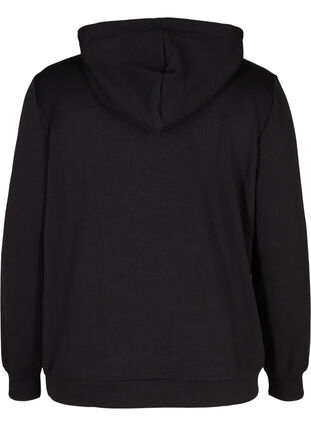 Sweatshirt med fickor och huva, Black, Packshot image number 1