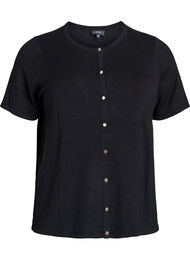 Kort&auml;rmad stickad kofta i viskos, Svart