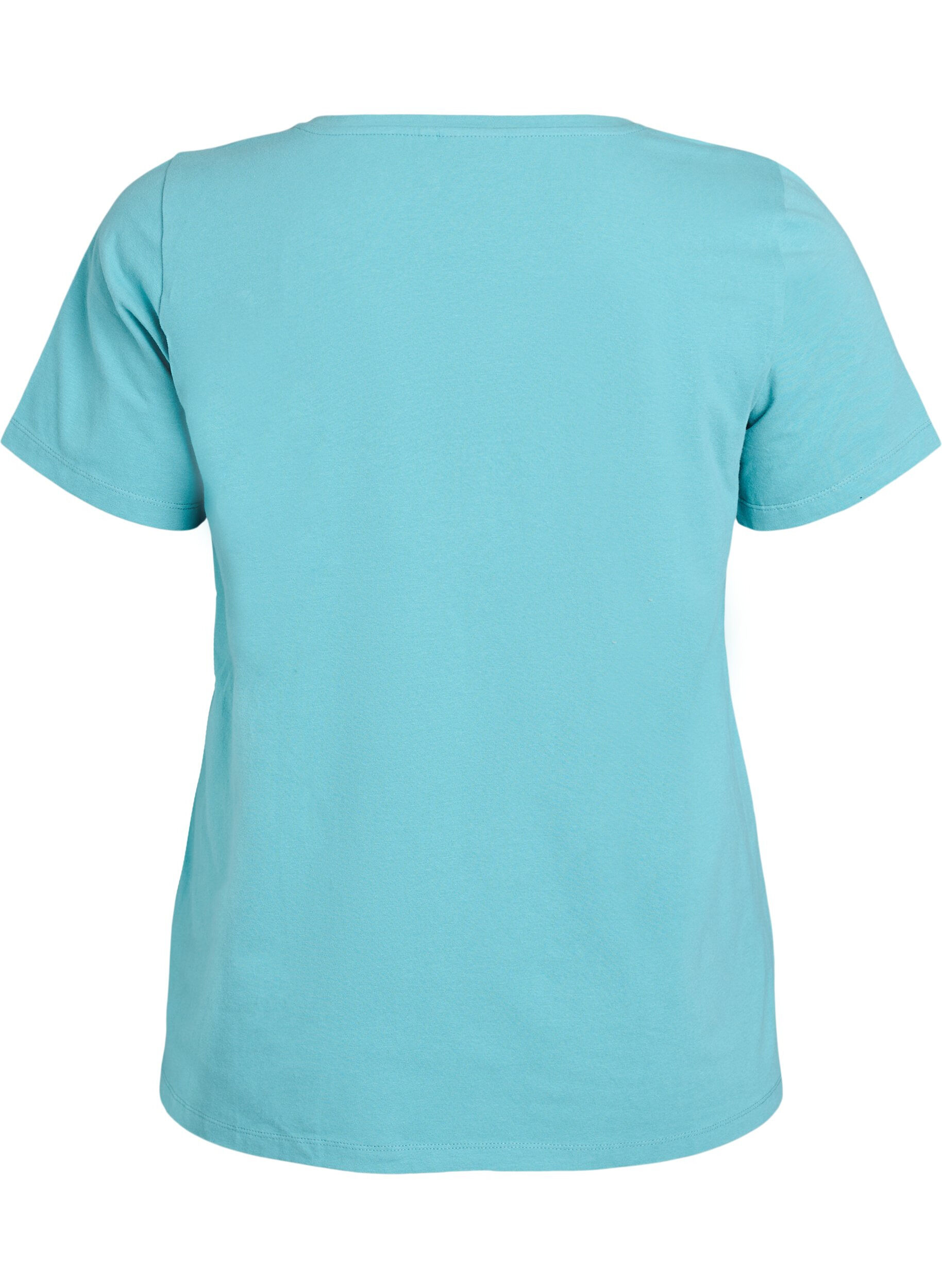 ZizziEnf&auml;rgad t-shirt i bomull, Bl&aring;, Packshot image number 1