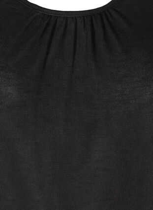 Enfärgad topp med spetsärmar, Black, Packshot image number 2