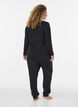 Blus i viskos med spetskant och v-ringning, Svart, Model image number 2