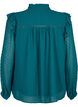 Skjortblus med volanger och prickig textur, Shaded Spruce, Packshot image number 1