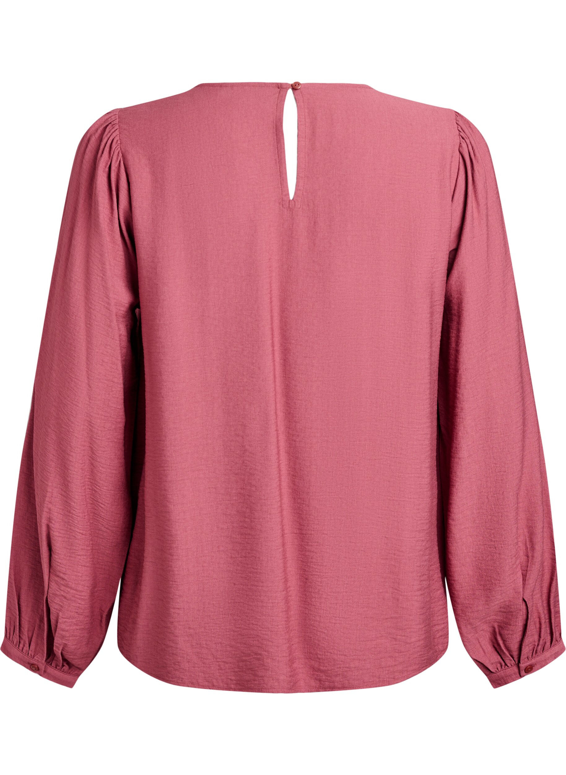 Zizzi L&aring;ng&auml;rmad blus i viskos, Rosa, Packshot image number 1