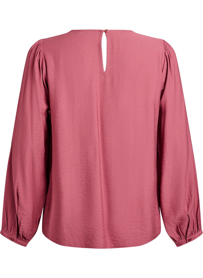 Långärmad blus i viskos, Rosa, Packshot image number 1