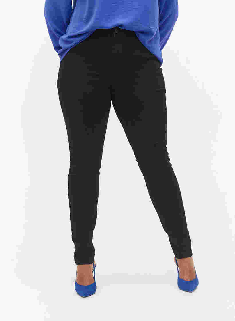 Extra slim Nille jeans med hög midja, Black, Model image number 1