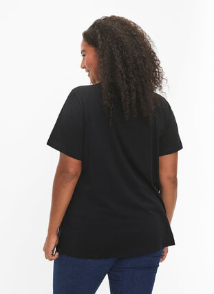 T-shirt i bomull med motiv, Black w. Lion, Model image number 1