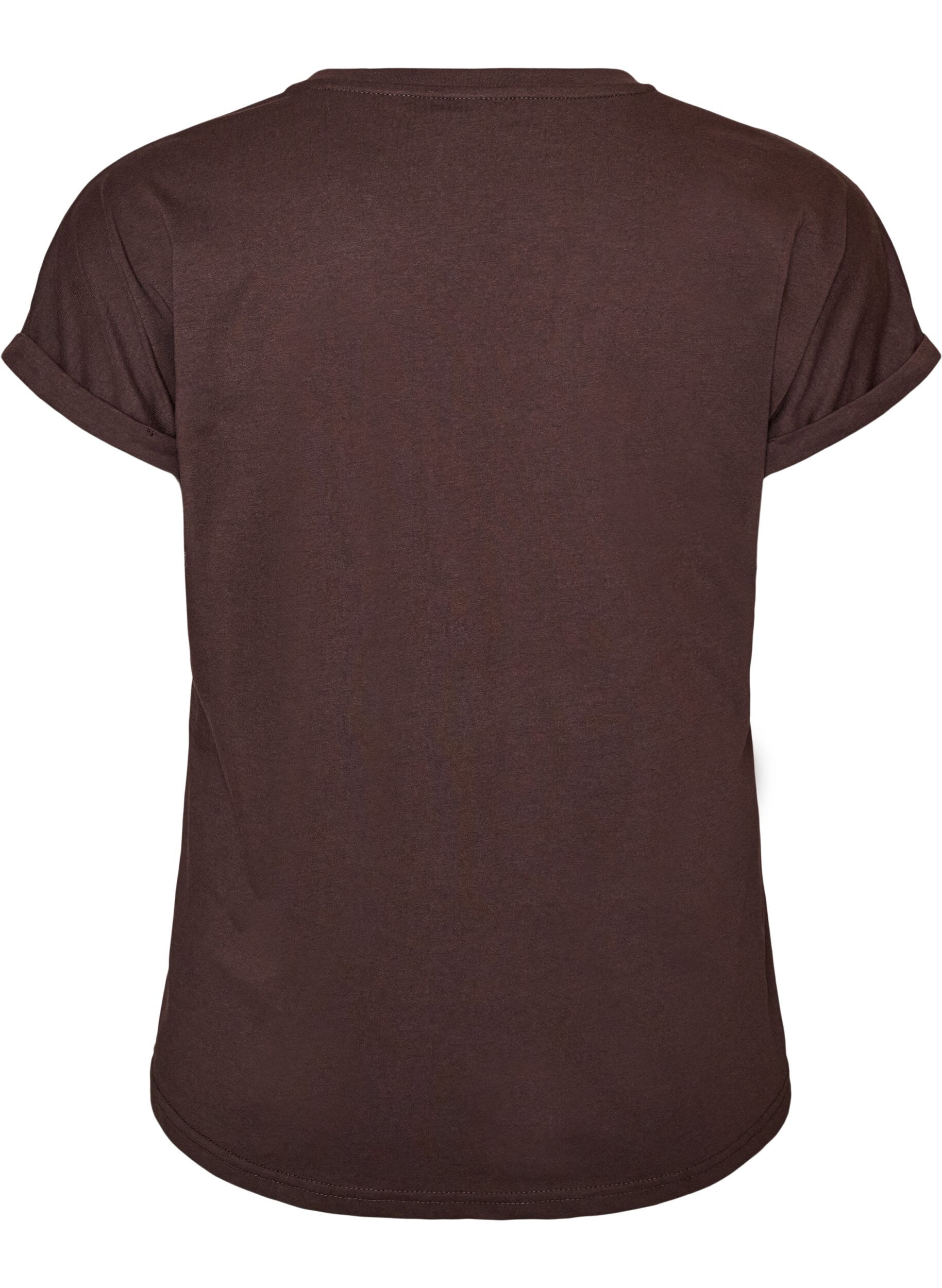 ZizziT-shirt med dekorativt tryck framtill, Brun, Packshot image number 1