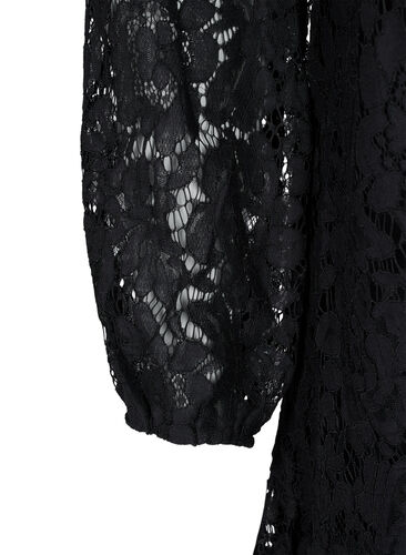 Spetsklänning med långa ärmar, Black, Packshot image number 3