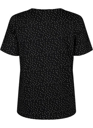 T-shirt i ekologisk bomull med prickar	, Black w. White Dot, Packshot image number 1