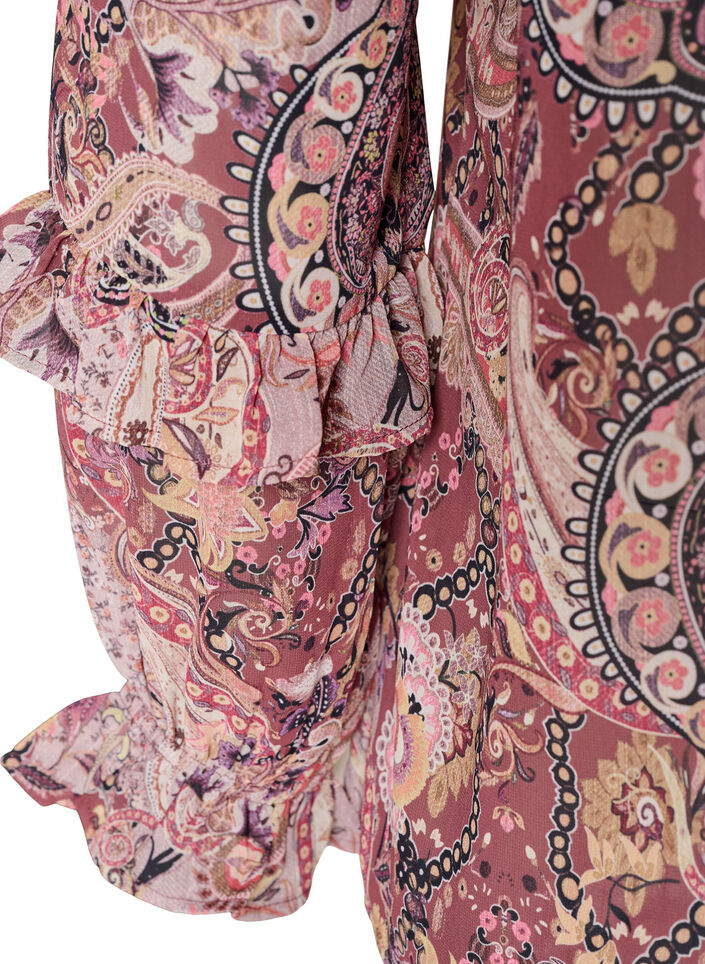 Blus med paisleym&ouml;nster och volangdetaljer, Lila, Packshot image number 3