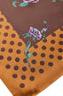 Kvadratisk scarf i satinlook med m&ouml;nster, Brun, Packshot image number 1