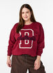 Sweatshirt med frott&eacute;text, M&ouml;rk Bordeaux, Model image number 0