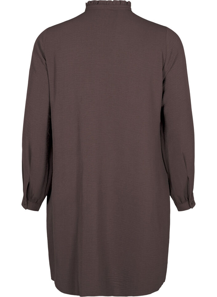 Långärmad klänning med volangdetalj, Chocolate Martini, Packshot image number 1