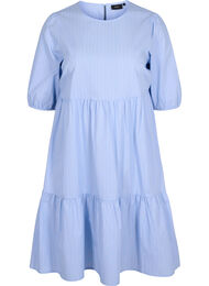 Randig klänning med korta puffärmar, Blue As Sample