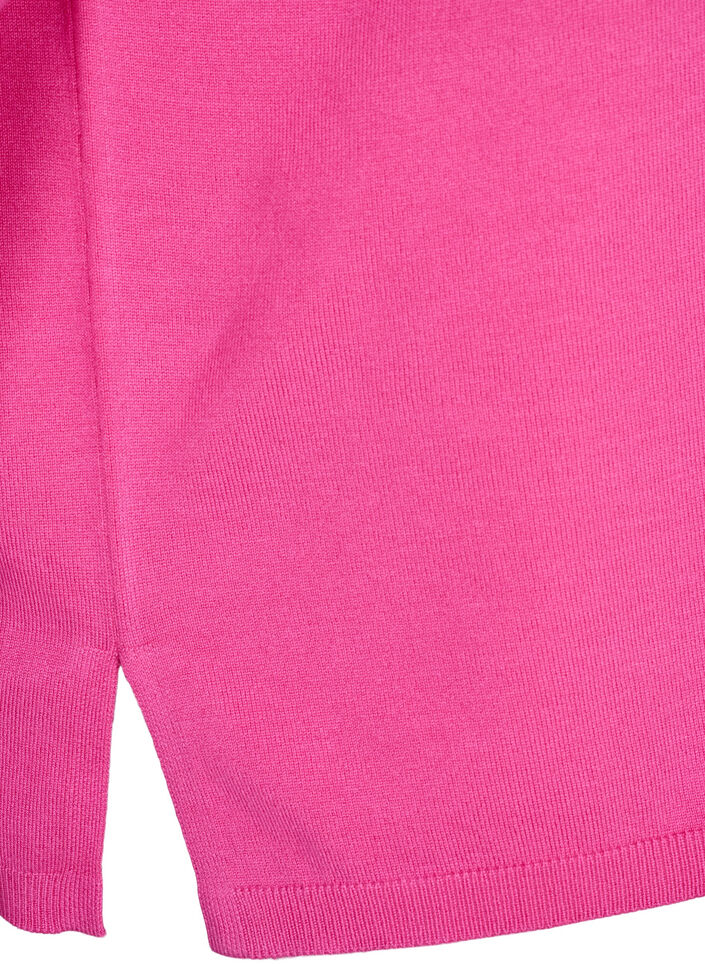 Stickad blus i viskos med 3/4-ärmar, Raspberry Rose, Packshot image number 3