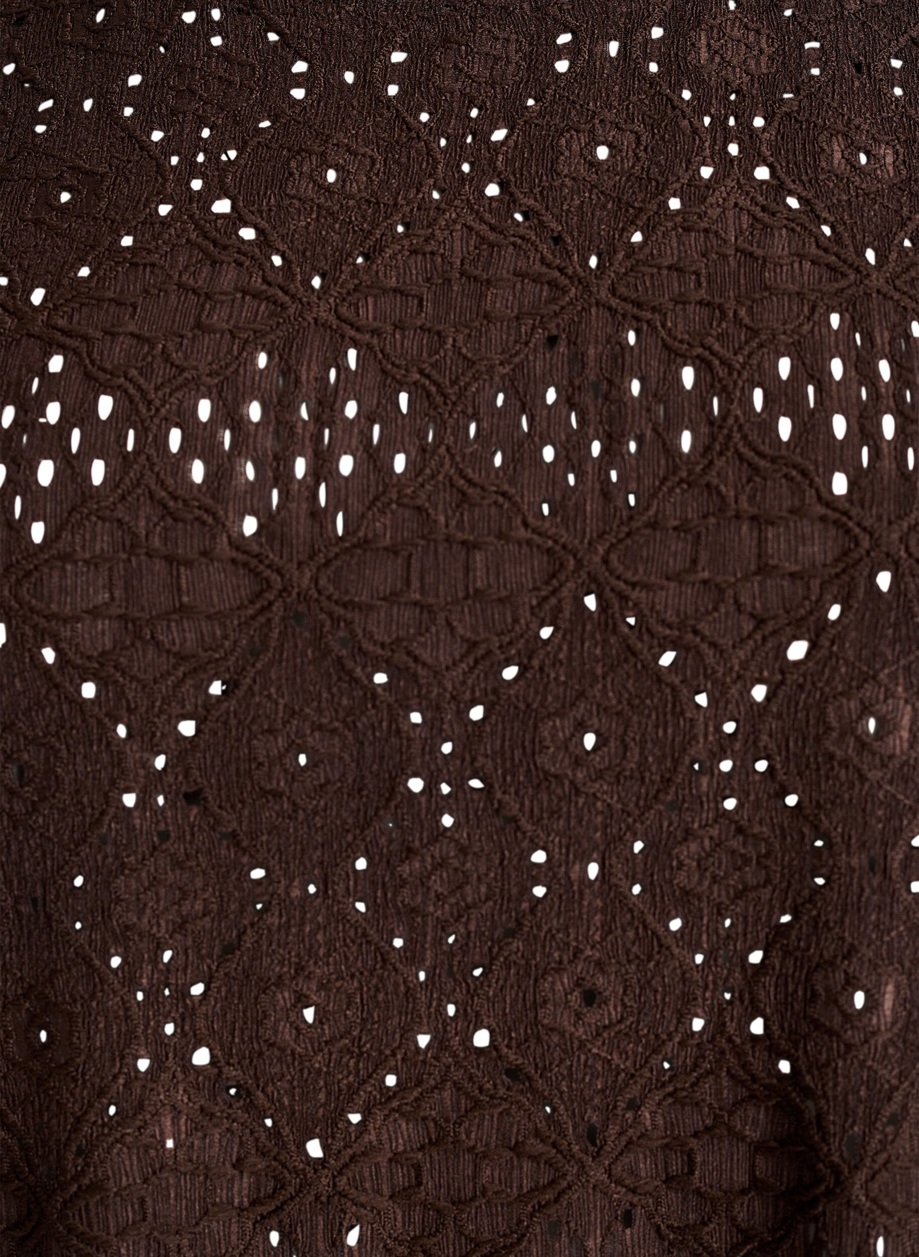 Zizzi L&aring;ng&auml;rmad blus med h&aring;lbroderi, Brun, Packshot image number 2