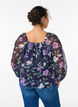 Chiffongblus med blommigt tryck och l&aring;nga &auml;rmar, Bl&aring;, Model image number 2