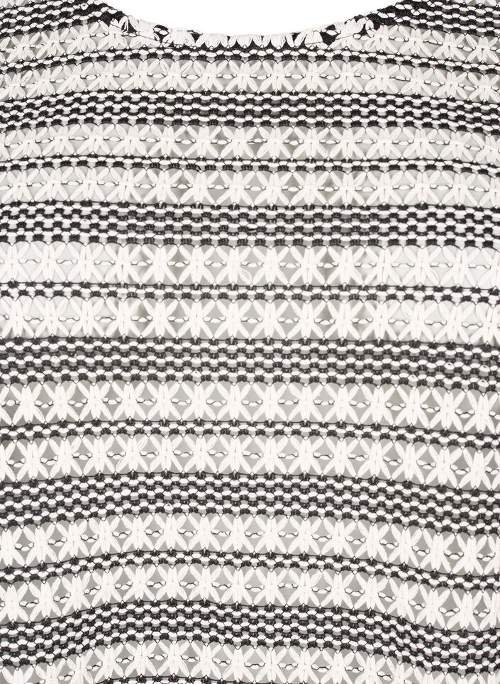 Virkad blus med trekvartsärm, Black White, Packshot image number 2