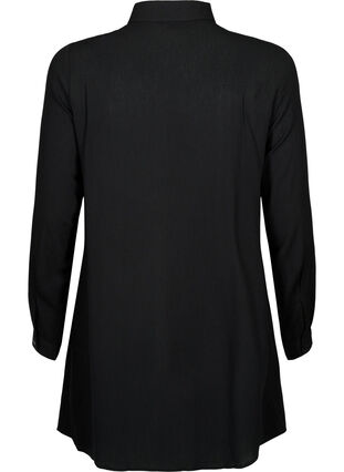 Lång viskosskjorta med långa ärmar, Black, Packshot image number 1