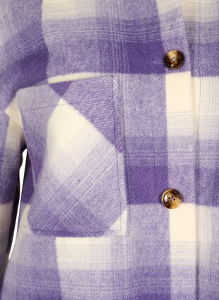 Rutig skjortjacka med knappar och fickor, Purple Check, Packshot image number 2