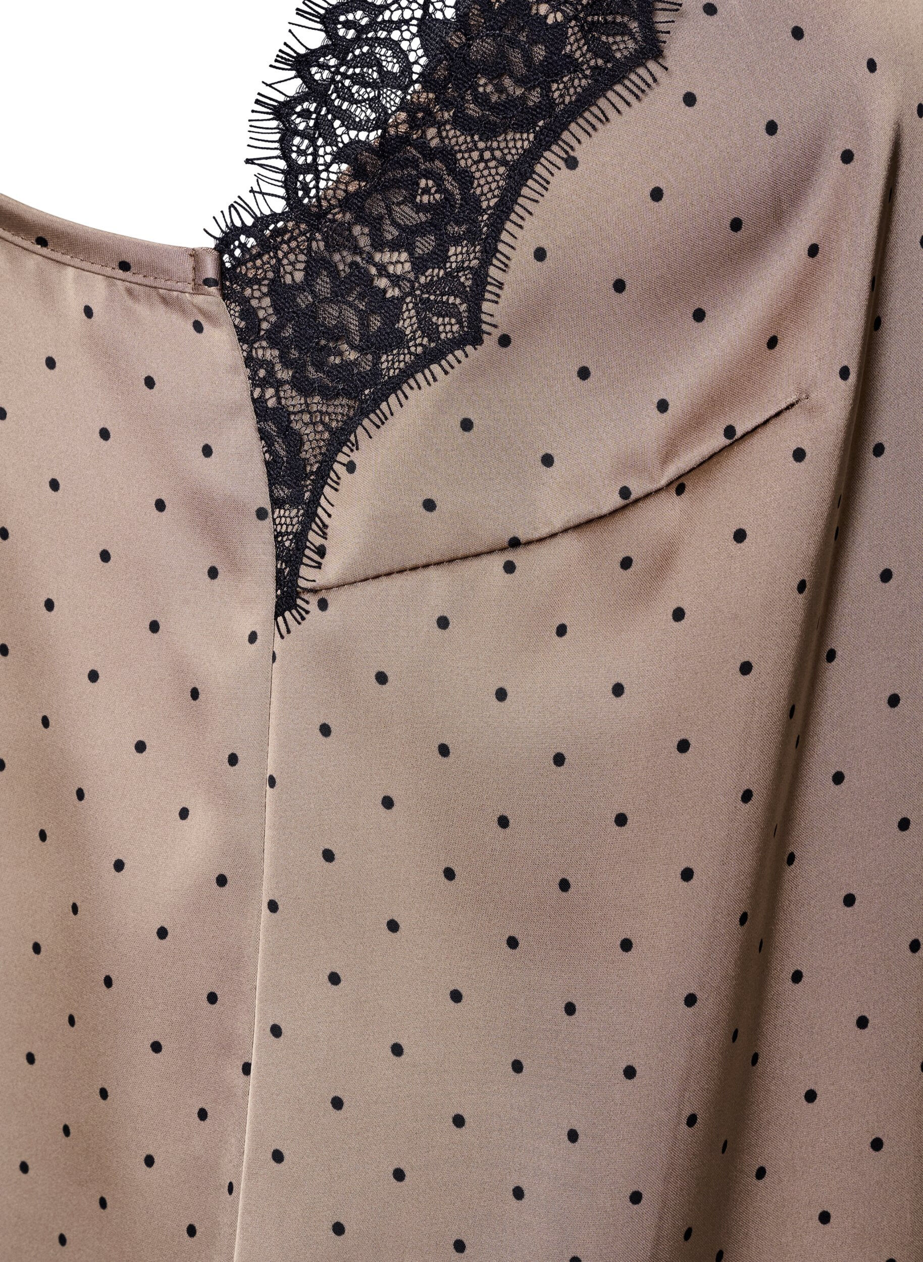 ZizziLinne med spets och asymmetrisk nederkant, Beige, Packshot image number 3