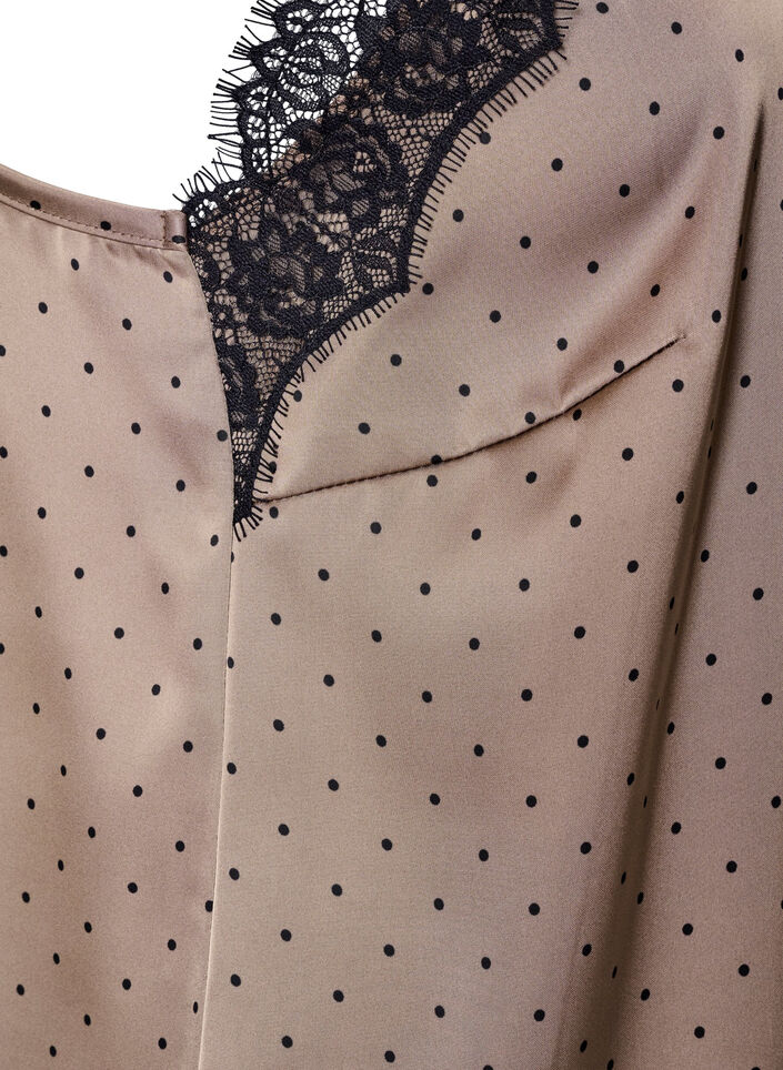 Linne med spets och asymmetrisk nederkant, Beige, Packshot image number 3