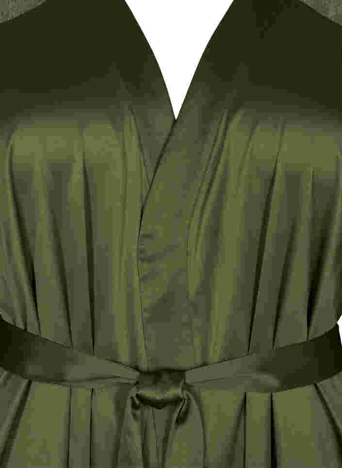 Morgonrock med spetsdetaljer och knytband, Military Olive ASS, Packshot image number 2