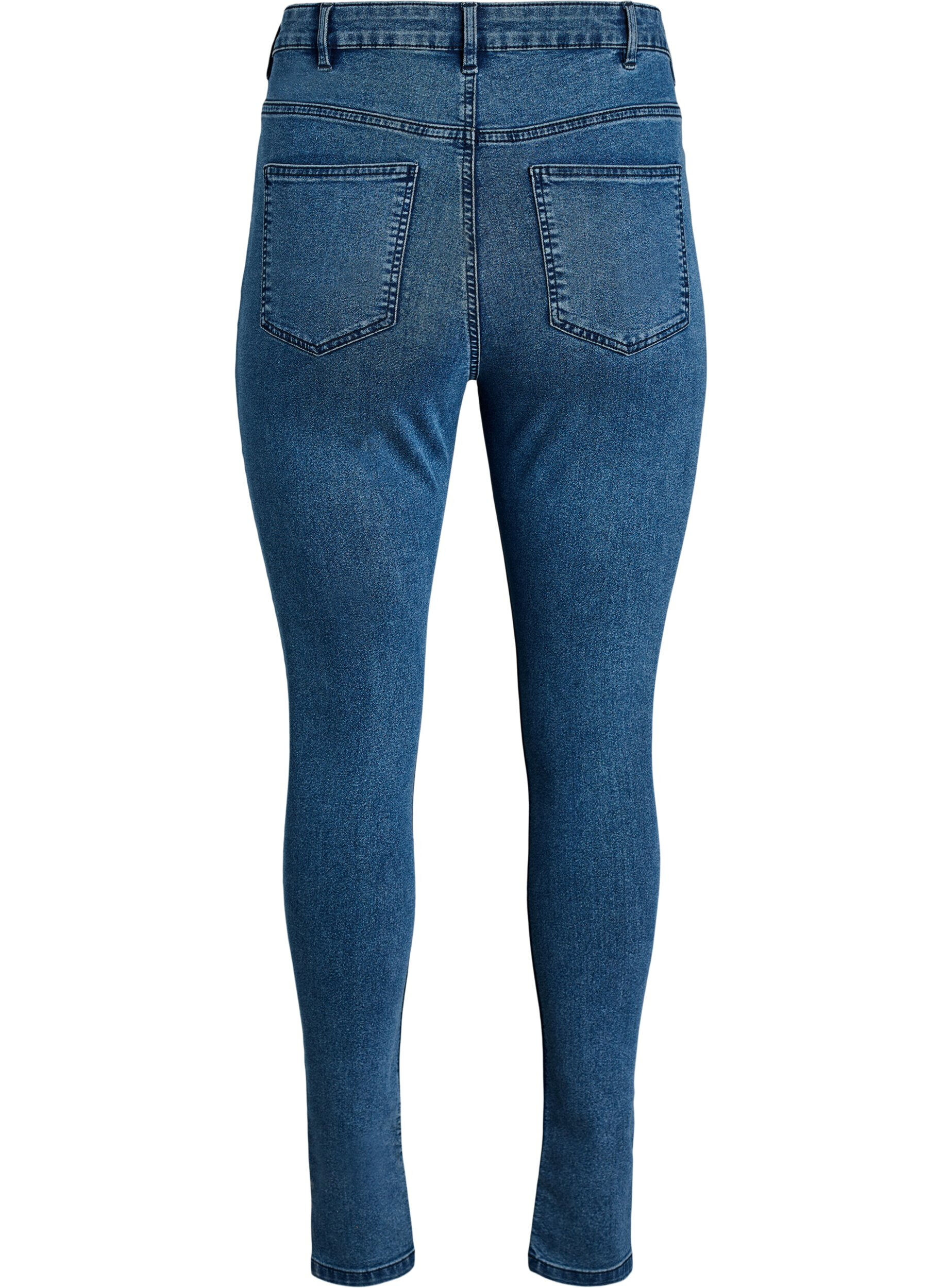 ZizziAmy jeans med h&ouml;g midja och supersmal passform, Bl&aring;, Packshot image number 1