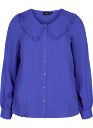 Viskosskjorta med bred krage, Dazzling Blue