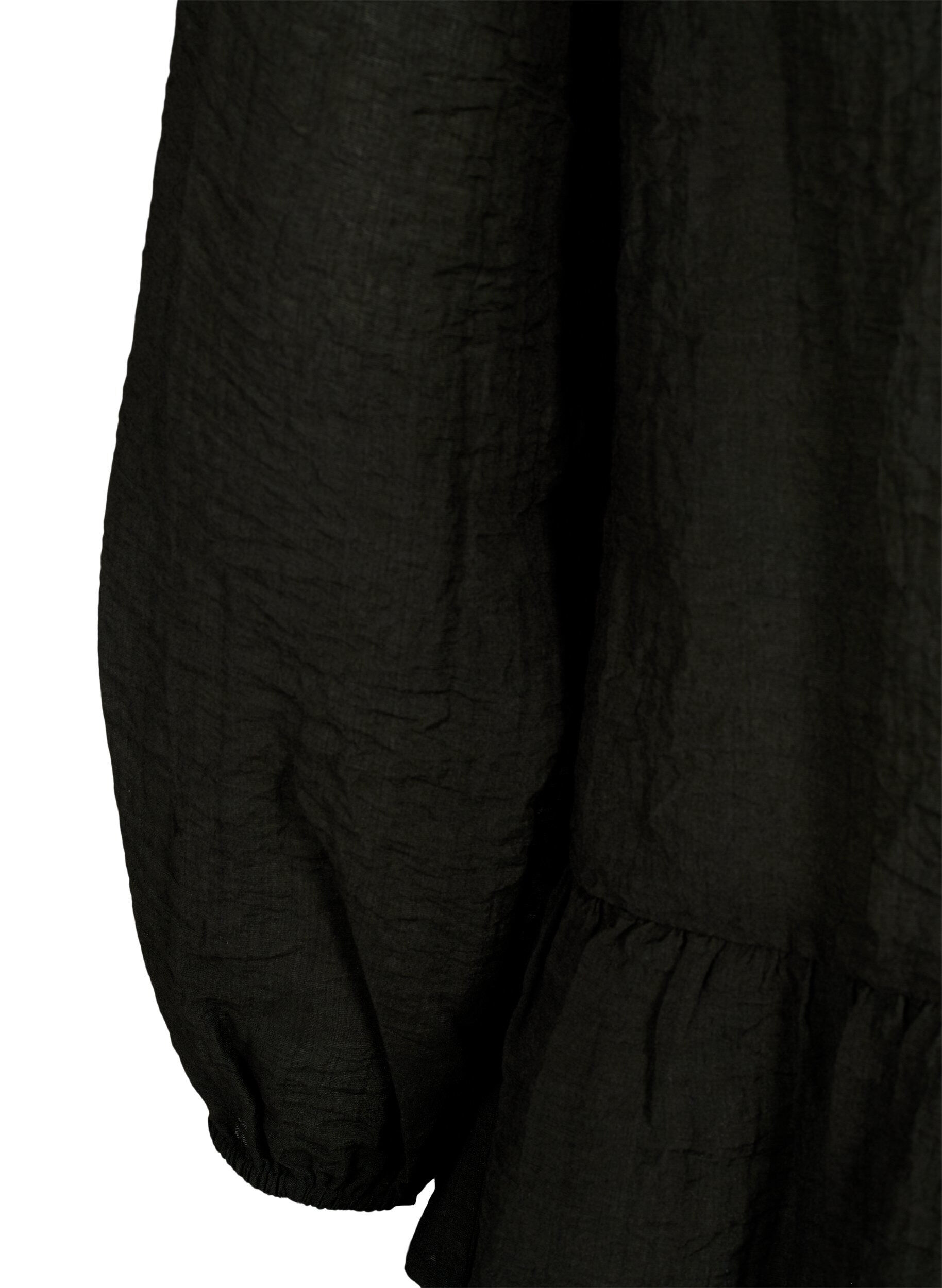 Zizzi Viskosblus med peplum, Svart, Packshot image number 3