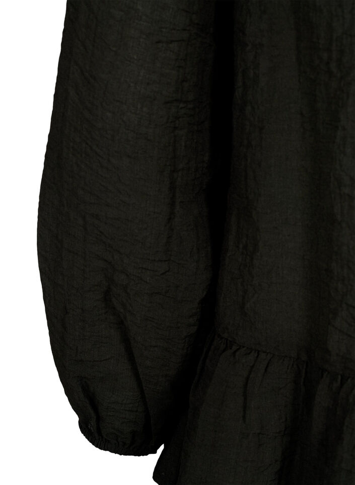 Långärmad blus med peplum, Svart, Packshot image number 3