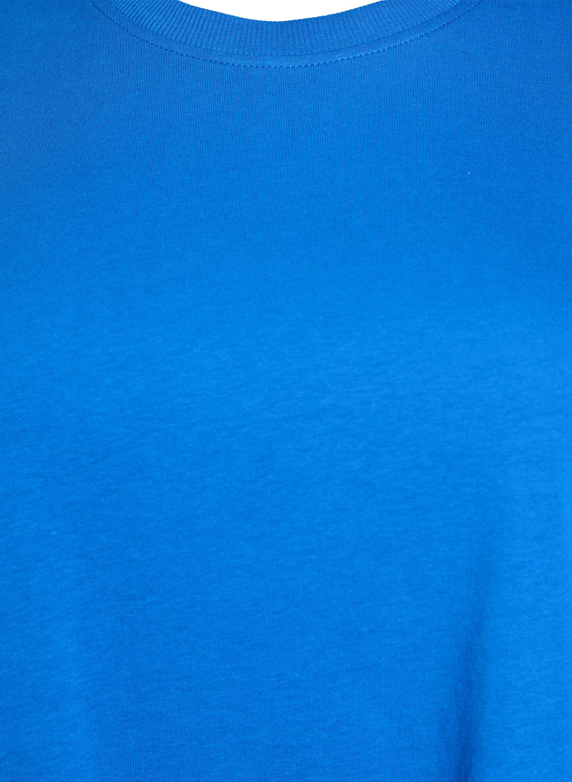 ZizziEnkel t-shirt i bomull med rund halsringning, Bl&aring;, Packshot image number 2