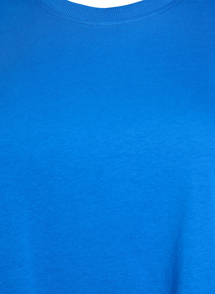 Enkel t-shirt i bomull med rund halsringning, Bl&aring;, Packshot image number 2