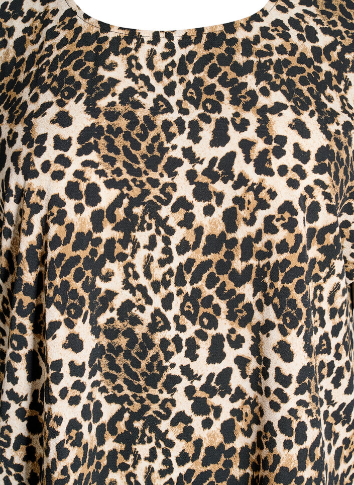 Kortärmad blus med leopardmönster, Leopard AOP, Packshot image number 2