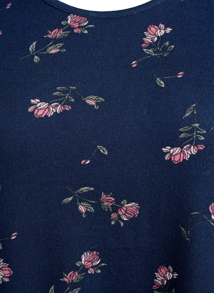 Blommig blus med l&aring;nga &auml;rmar, Bl&aring;, Packshot image number 2