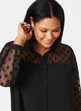 Skjorta med mesh, Black, Model image number 1
