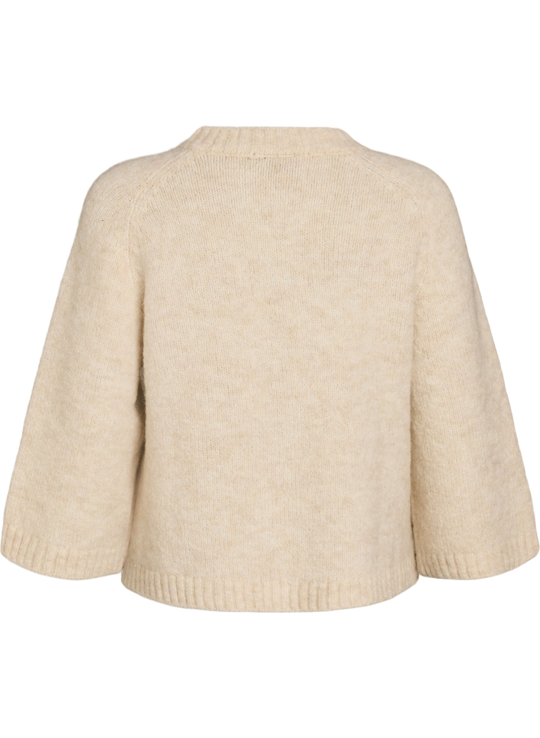 ZizziKofta i ullblandning med 3/4-&auml;rmar, Beige, Packshot image number 1