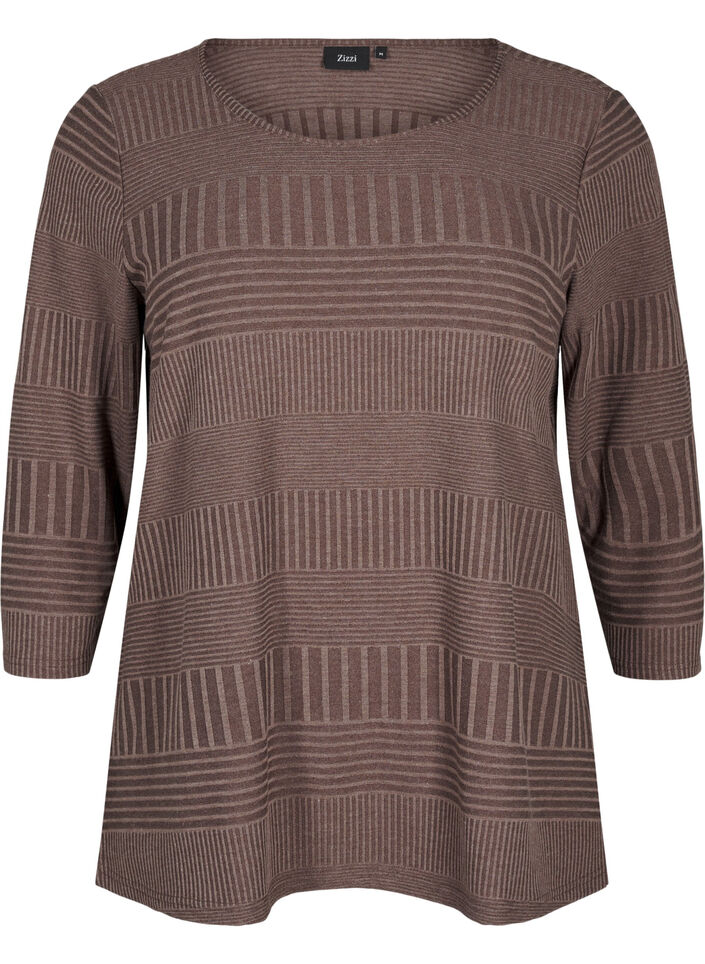 Blus med trekvartsärm och randigt mönster, Ch. Martini Mel., Packshot image number 0