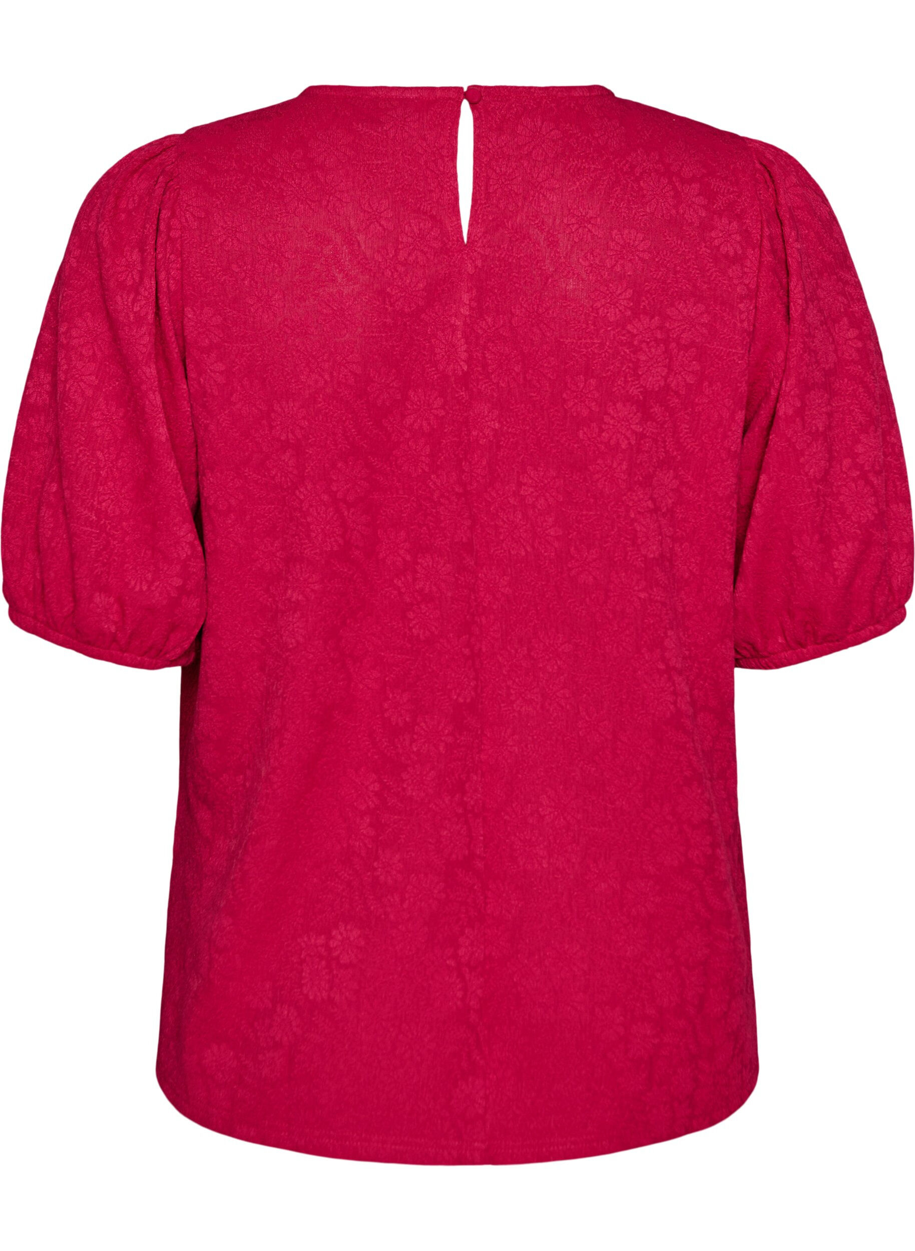 ZizziBlus med struktur och korta &auml;rmar, Rosa, Packshot image number 1