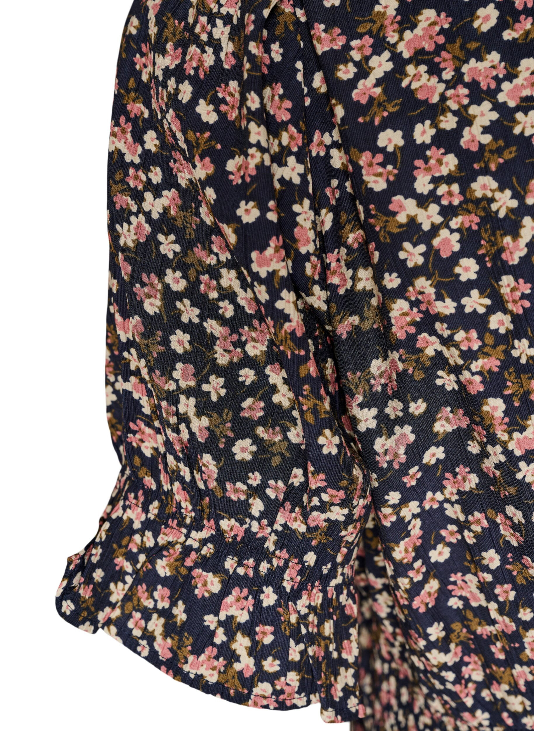 ZizziKort kl&auml;nning i viskos med volangdetaljer, Bl&aring;, Packshot image number 3