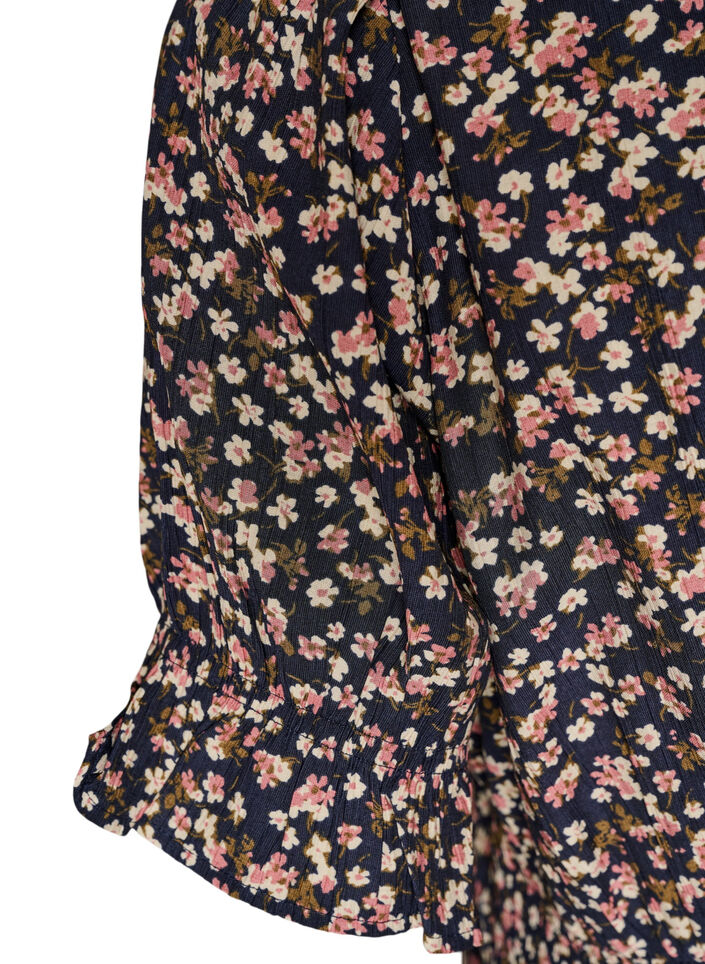Kort kl&auml;nning i viskos med volangdetaljer, Bl&aring;, Packshot image number 3