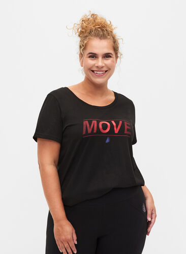 Sport t-shirt med tryck, Black w. Stripe Move, Model image number 0