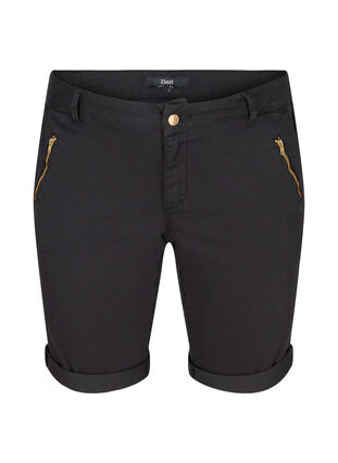 Figurnära shorts med fickor, Black, Packshot image number 0