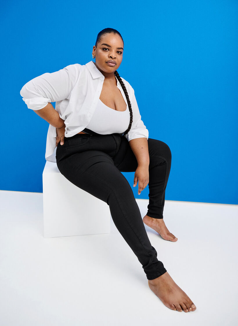 Stay black Amy-jeans med hög midja, Svart, Image image number 0