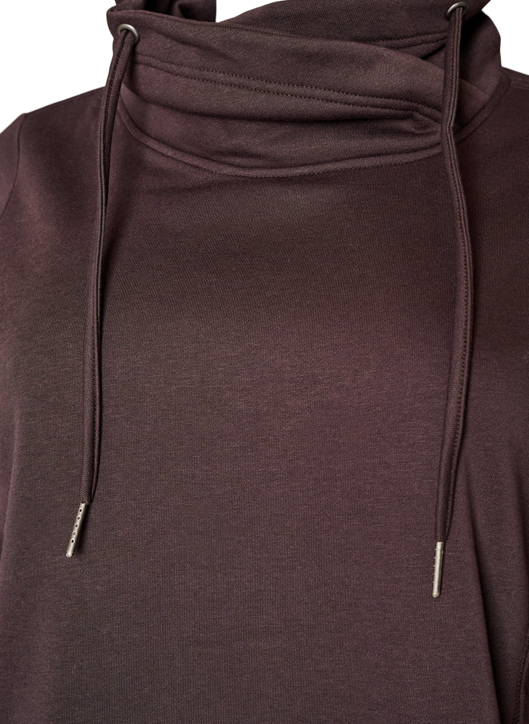 ZizziSweatshirt med h&ouml;g krage och fickor, Brun, Packshot image number 2