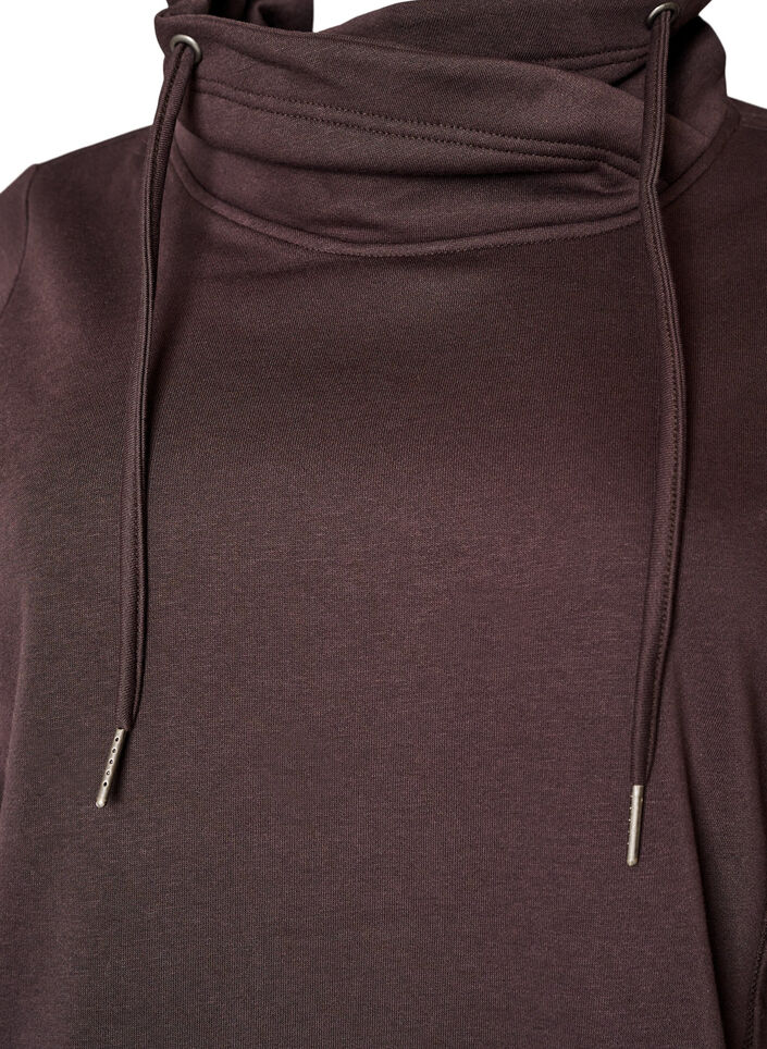 Sweatshirt med h&ouml;g krage och fickor, Brun, Packshot image number 2