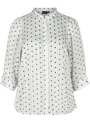 Mönstrad skjorta med 3/4 ärmar, Snow White Dot, Packshot image number 0